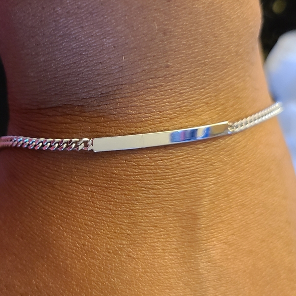 Vintage Monet Silver Bar 7 inch Bracelet - Picture 1 of 4